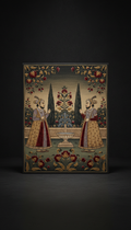 Mughal garden painting velvet-embellished