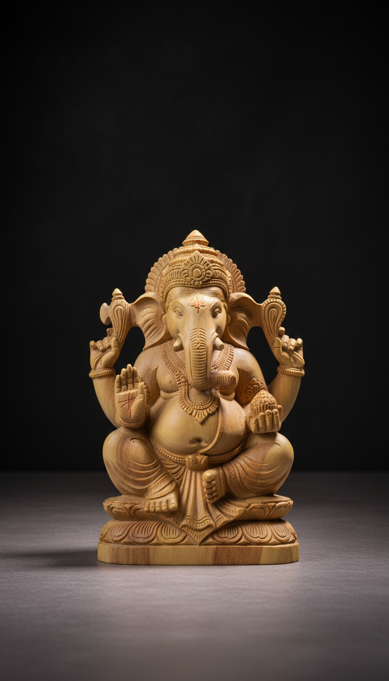 Sandalwood Ganesha statue hand-carved