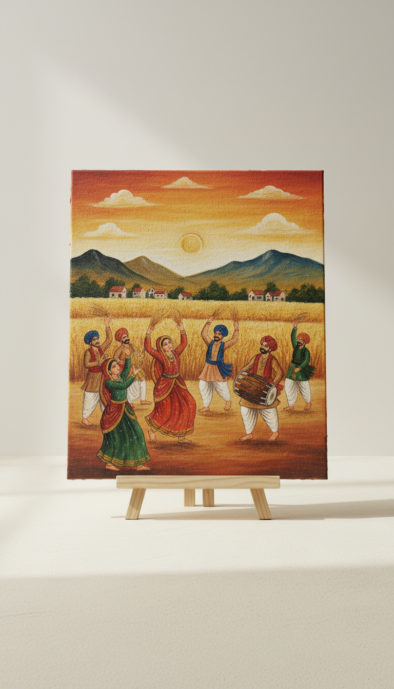 Baisakhi Scene Golden Harvest Canvas